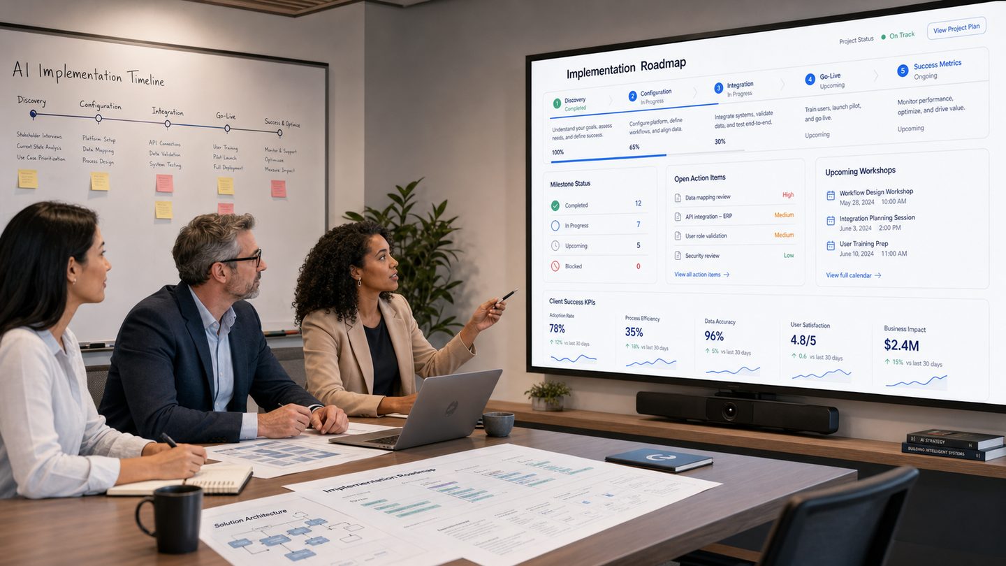 ACCELERAID implementation team — banking specialists consulting on AI platform setup
