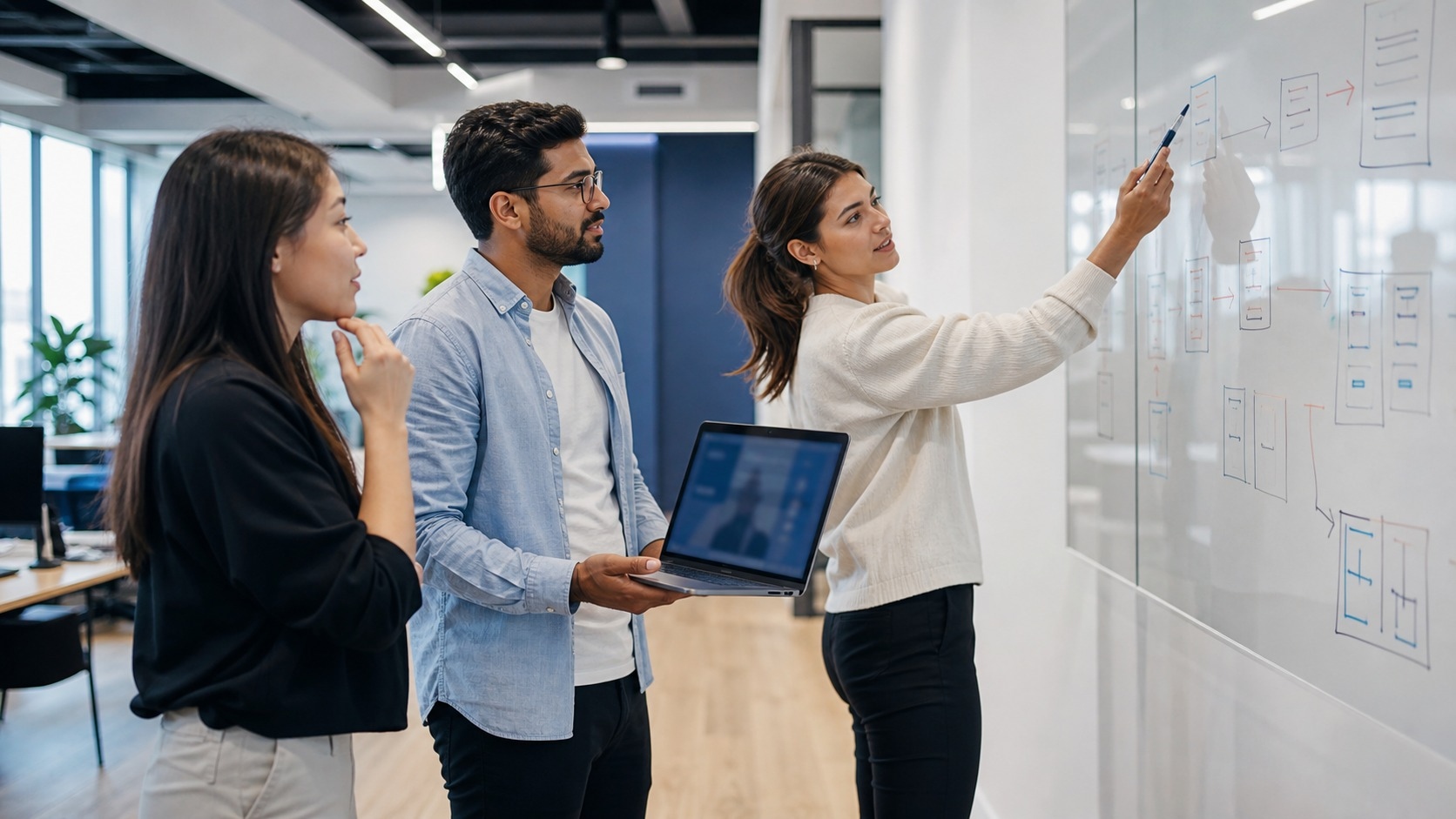 Banking team reviewing Customer Lifecycle Management strategy — ACCELERAID CLM platform